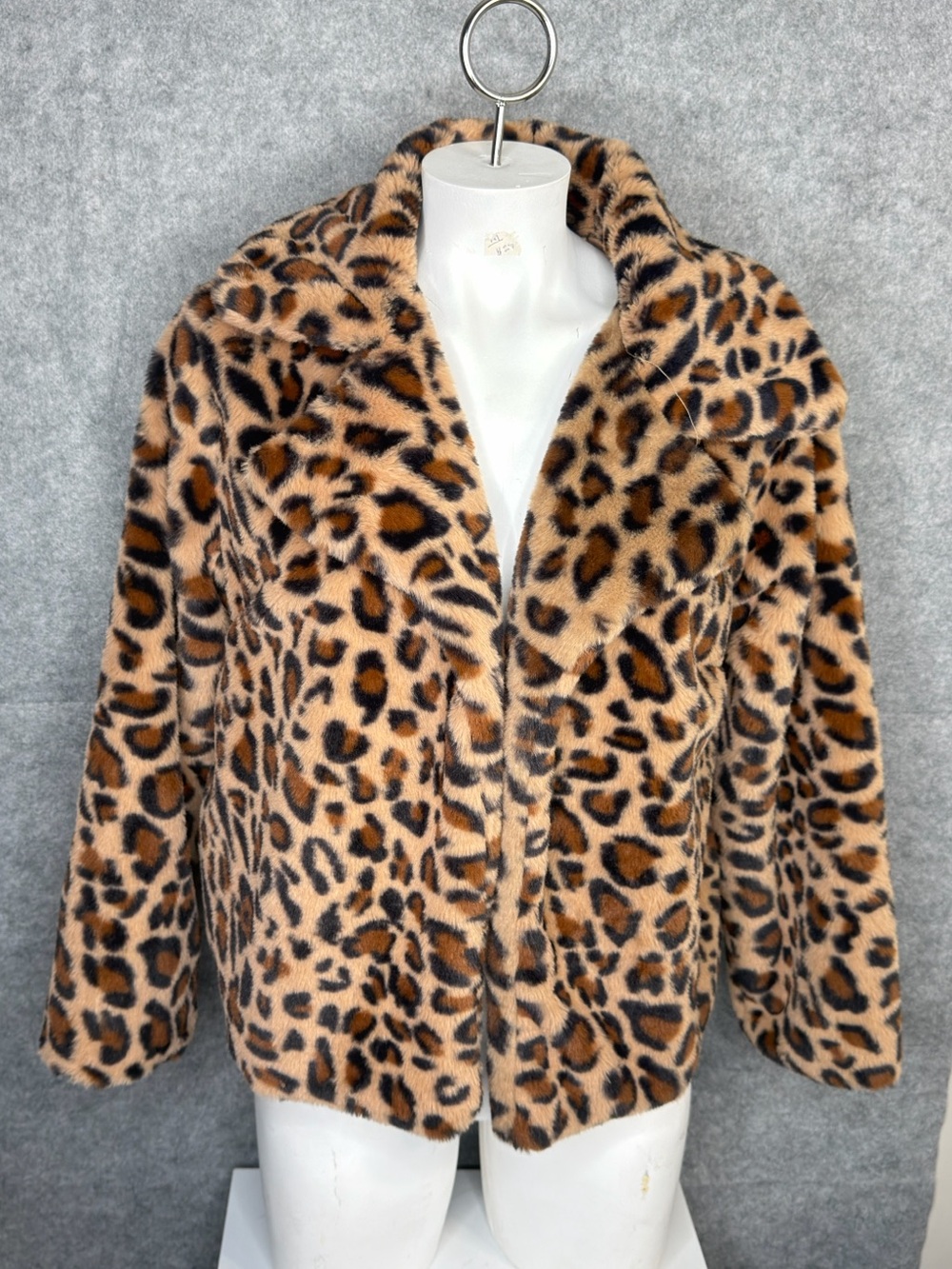 Altar'd State Leopard Print Teddy Jacket in Tan and Brown